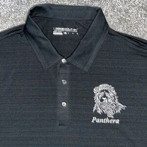 New Black Nike Dri Fit Polyester Panthera Lighweight Carolina Golf Polo Shirt XL